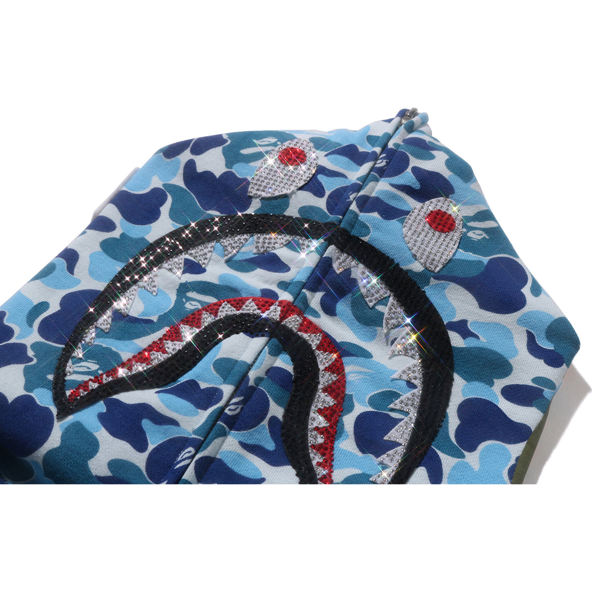 Abc Camo Crystal Stone Shark Full Zip Hoodie Mens
