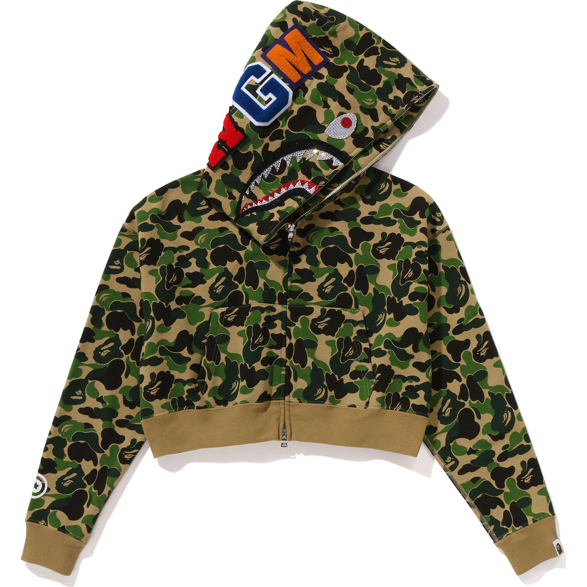 Abc Camo Crystal Stone Shark Full Zip Hoodie Mens