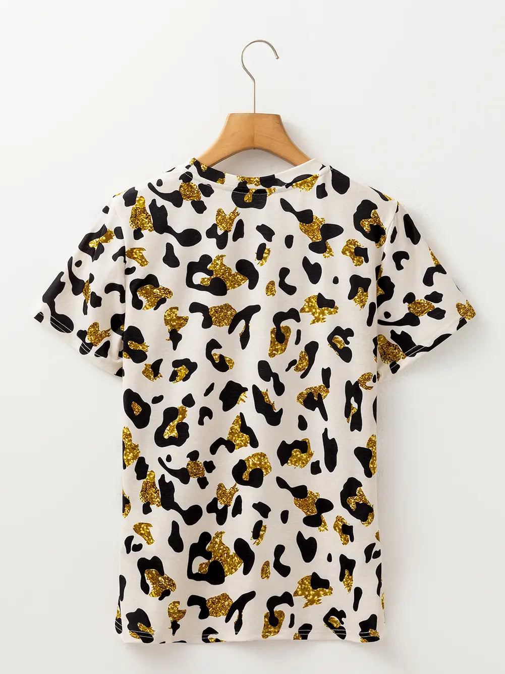 Apricot Leopard Print Round Neck Casual T Shirt