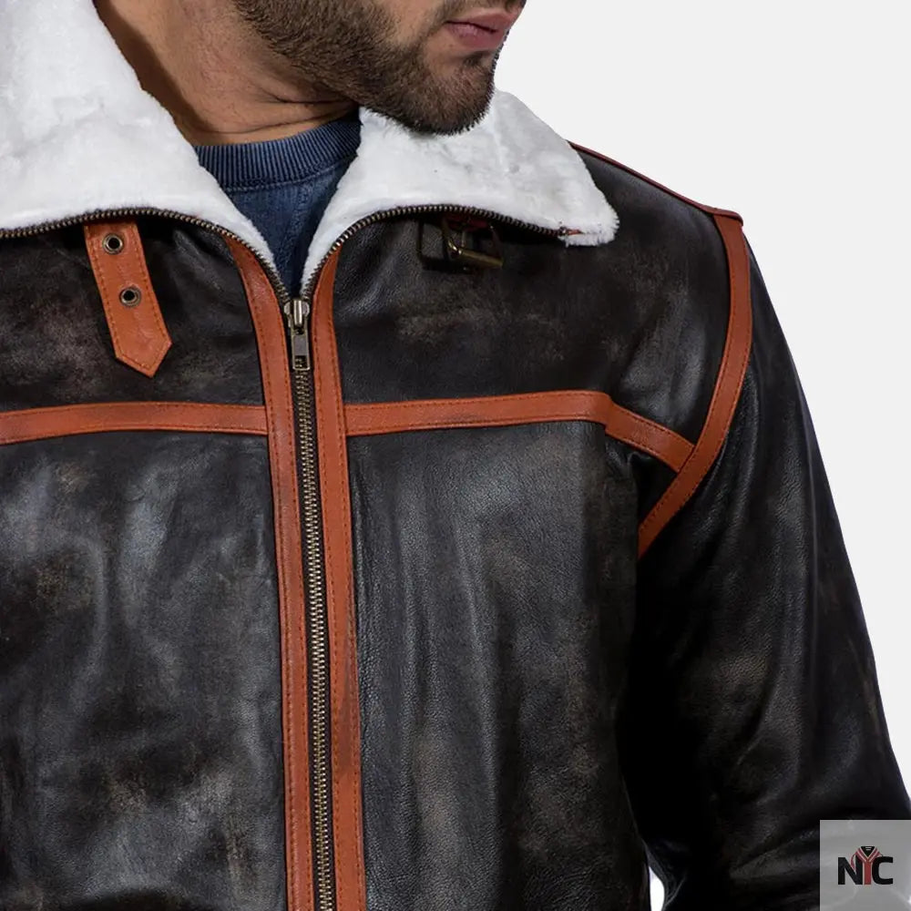 Alpine Brown Fur Leather Jacket Clanton Jacket