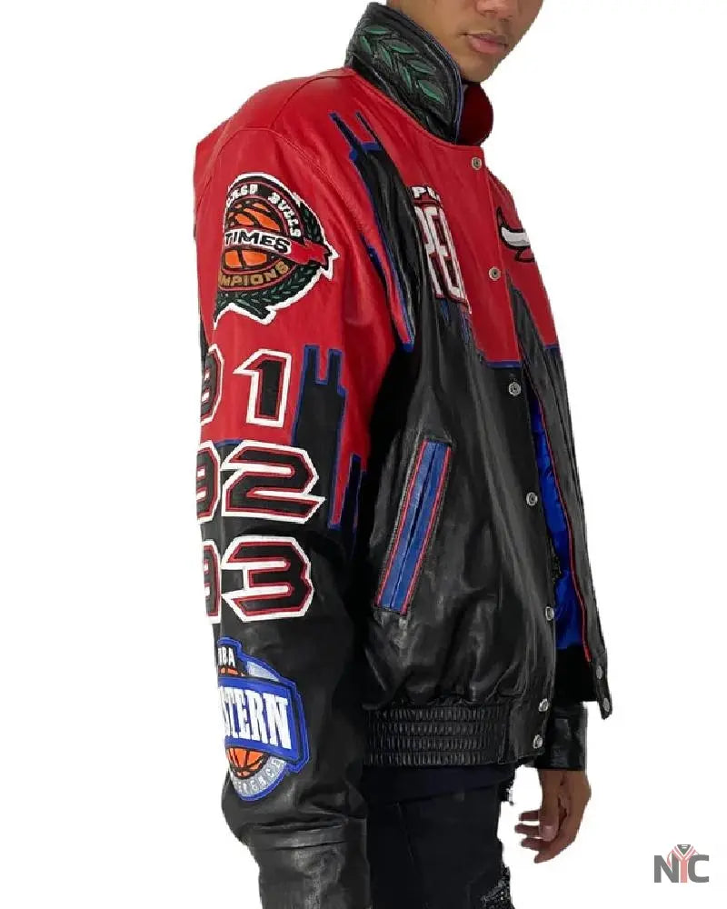 Chicago Bulls 3-Peat Championship Genuine Leather Jacket Clanton Jacket