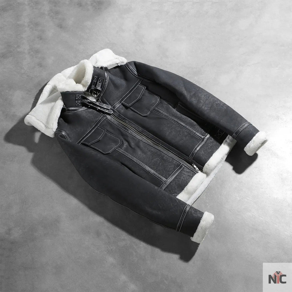 Fiona Black Hooded Shearling Leather Jacket Clanton Jacket