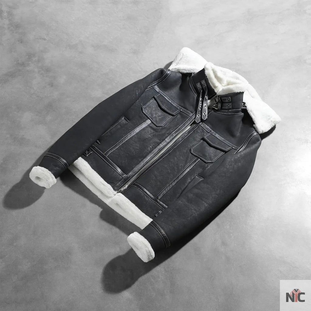 Fiona Black Hooded Shearling Leather Jacket Clanton Jacket