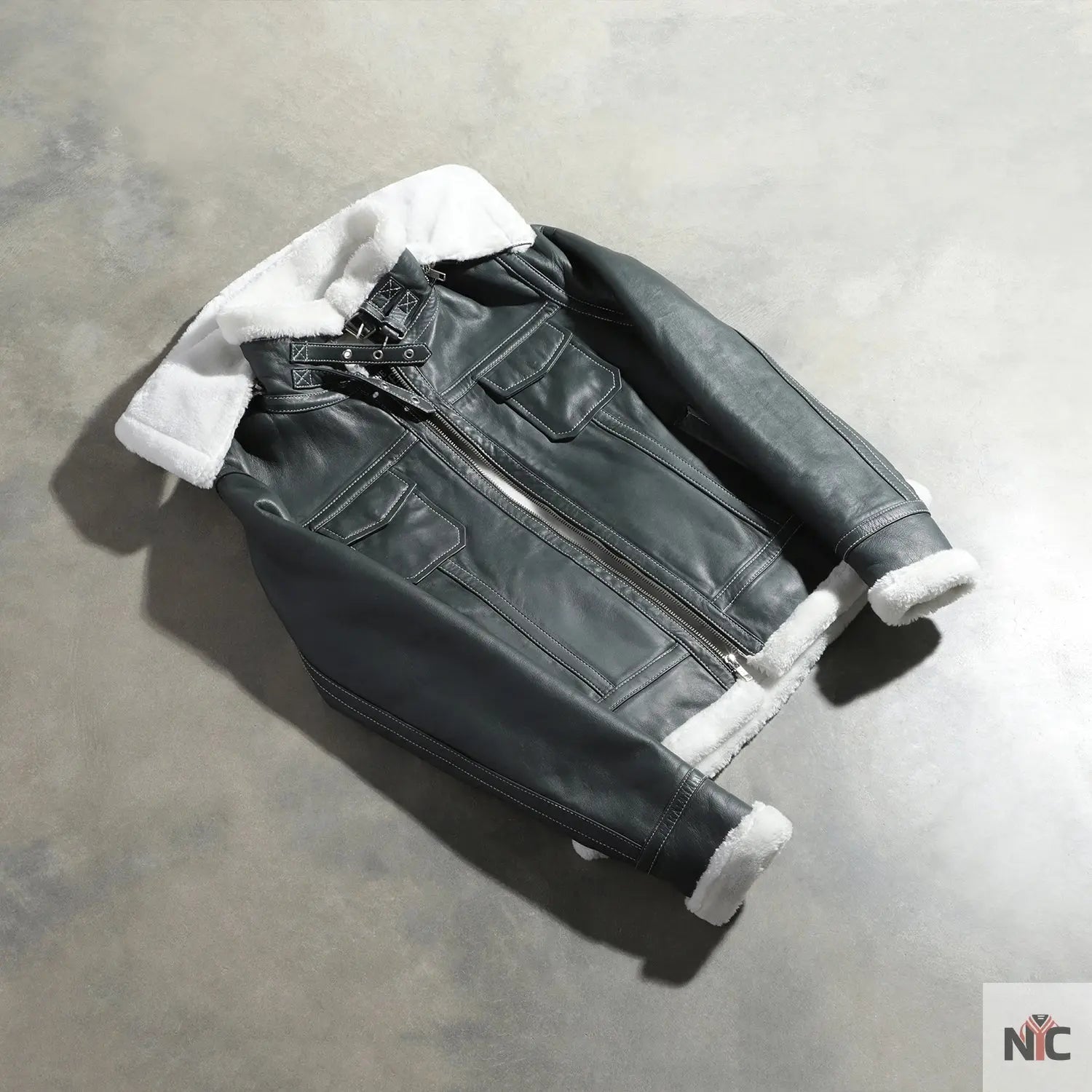 Fiona Green Hooded Shearling Leather Jacket Clanton Jacket