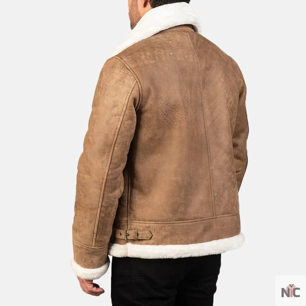 Francis B-3 Distressed Brown Leather Bomber Jacket Clanton Jacket