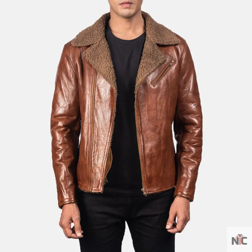 Furton Disressed Black Leather Biker Jacket Clanton Jacket