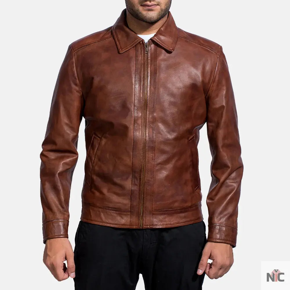 Inferno Brown Leather Jacket Clanton Jacket