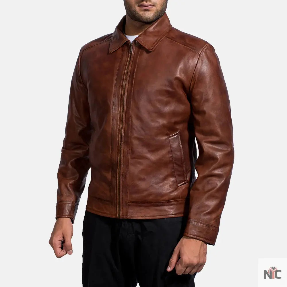 Inferno Brown Leather Jacket Clanton Jacket