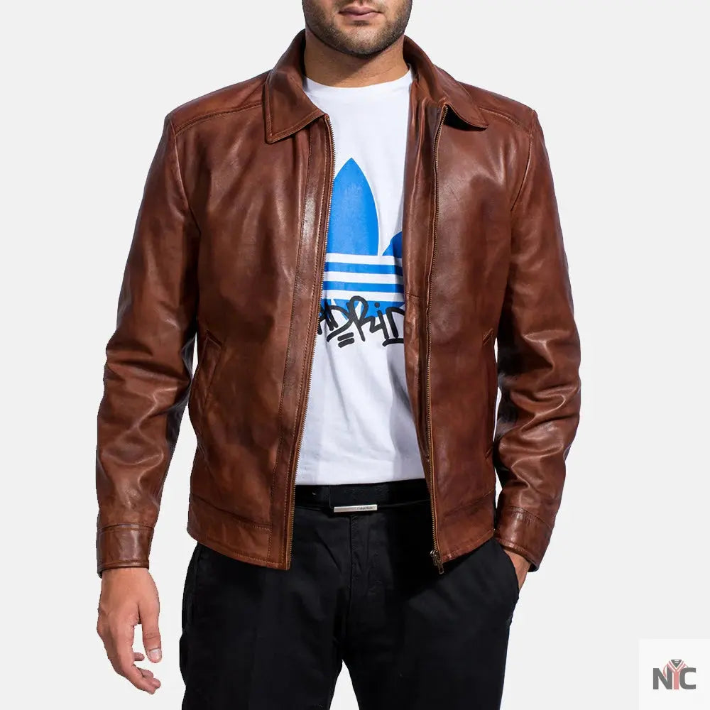 Inferno Brown Leather Jacket Clanton Jacket
