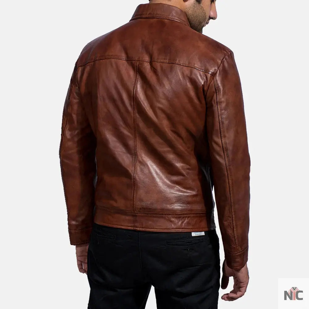 Inferno Brown Leather Jacket Clanton Jacket