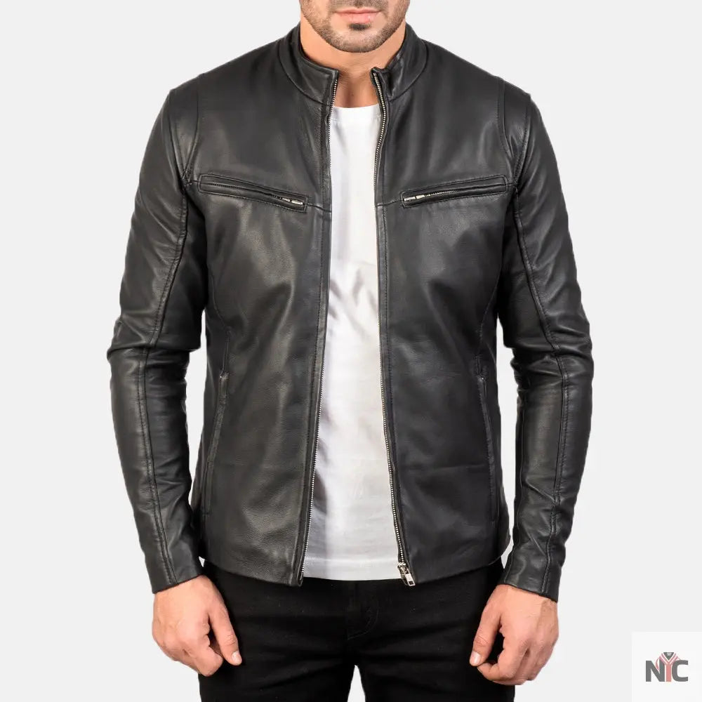 Ionic Black Leather Jacket Clanton Jacket