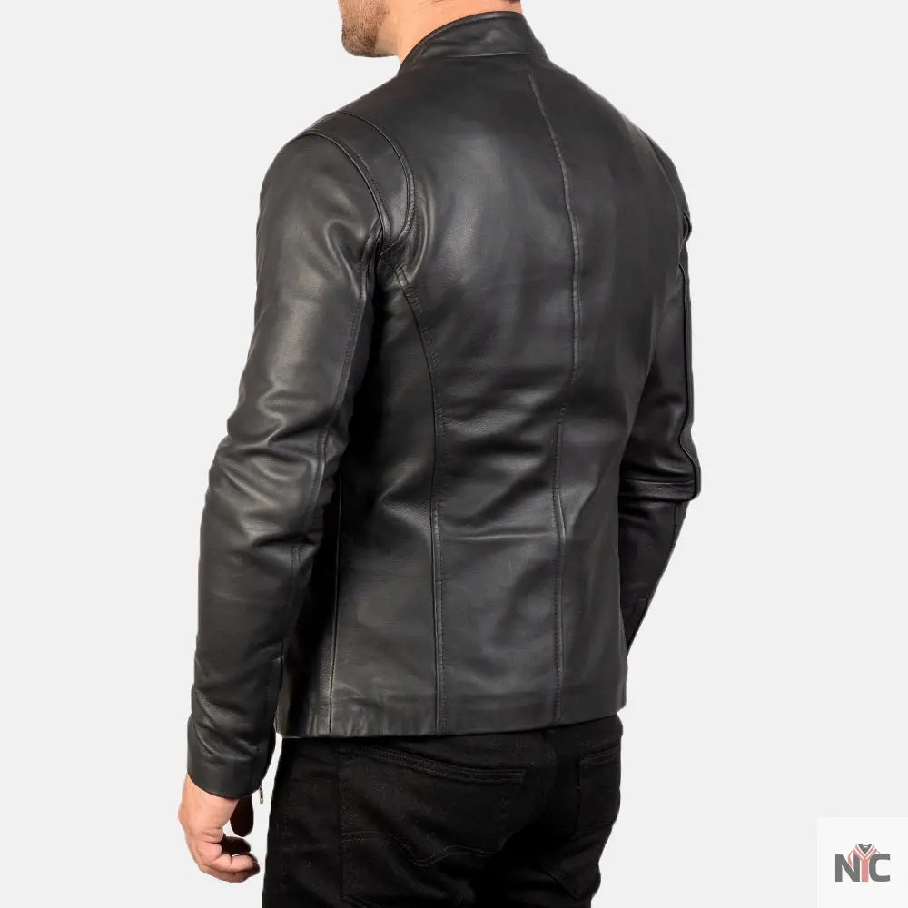 Ionic Black Leather Jacket Clanton Jacket