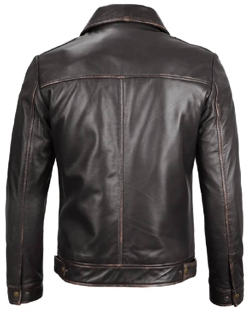 Mens Vintage Leather Rub Off Brown Casual Jacket