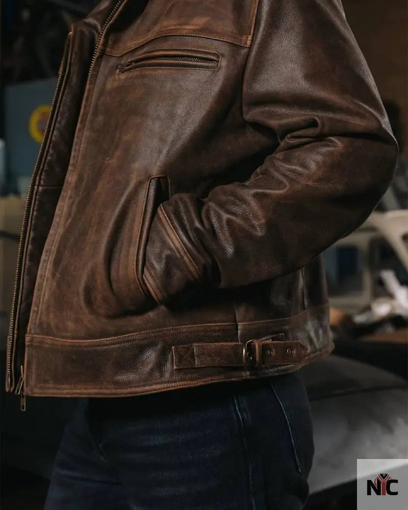 Mutimer Brown Leather Jacket Clanton Jacket