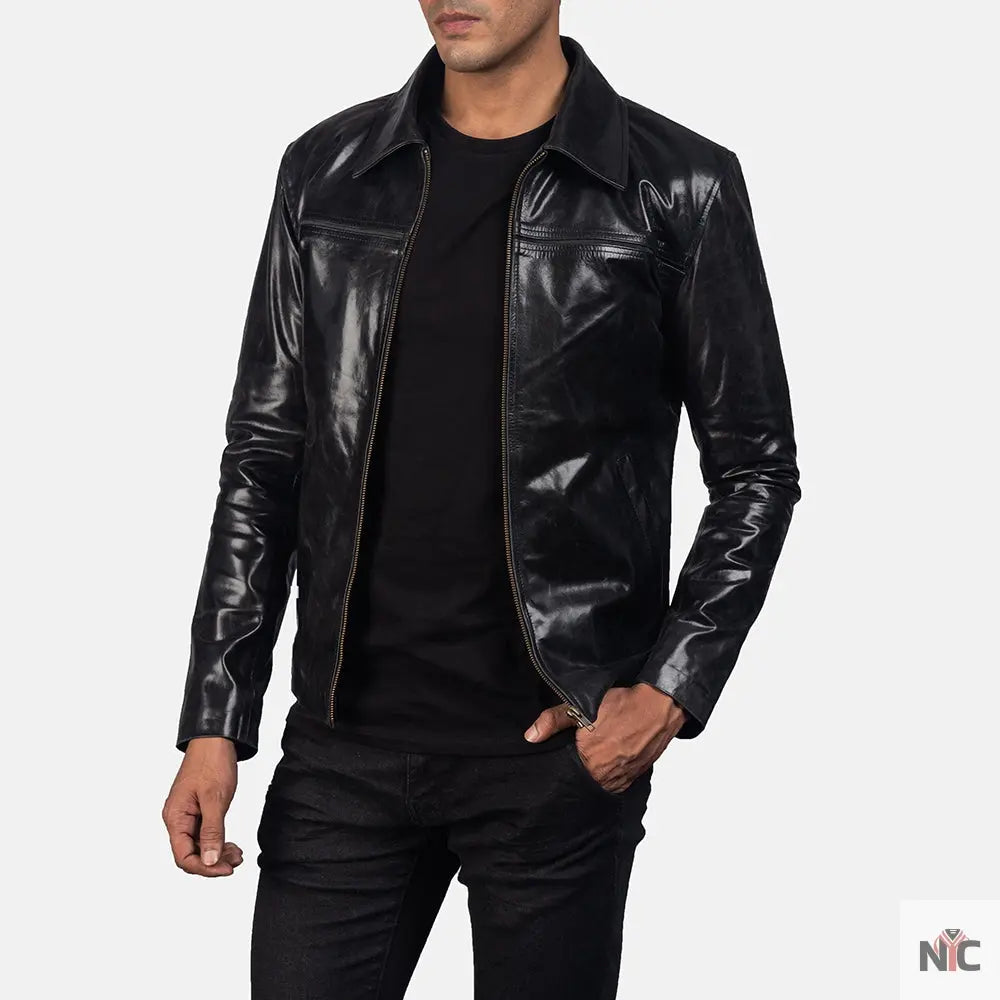 Mystical Black Leather Jacket Clanton Jacket