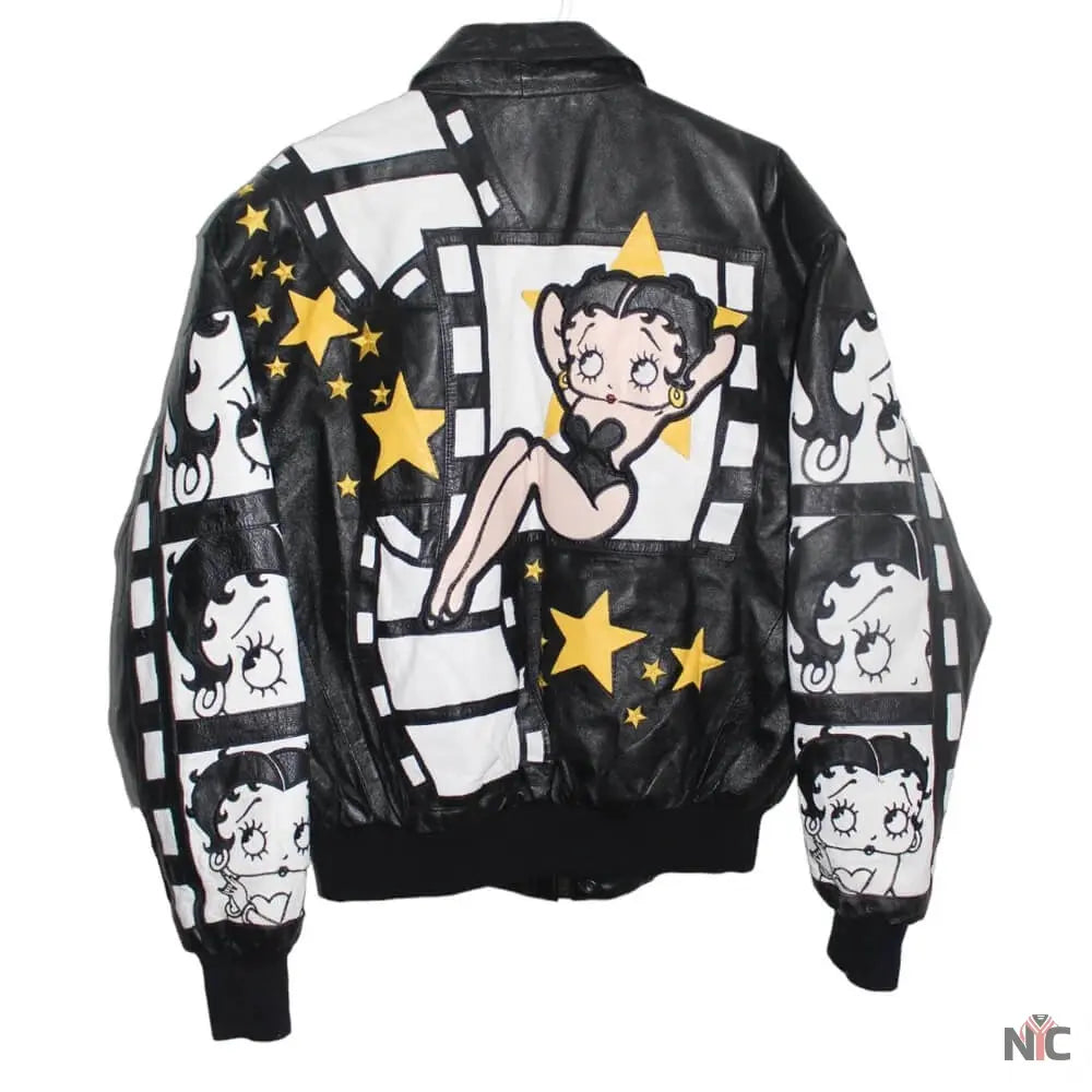 Rare Betty Boop Black White Leather Jacket Clanton Jacket