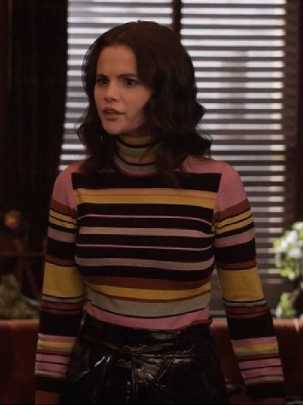 Only Murders in the Building S03 Selena Gomez Striped Turtleneck Top