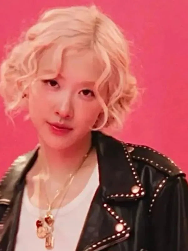Song Apt Blackpink Rose Black Leather Biker Jacket