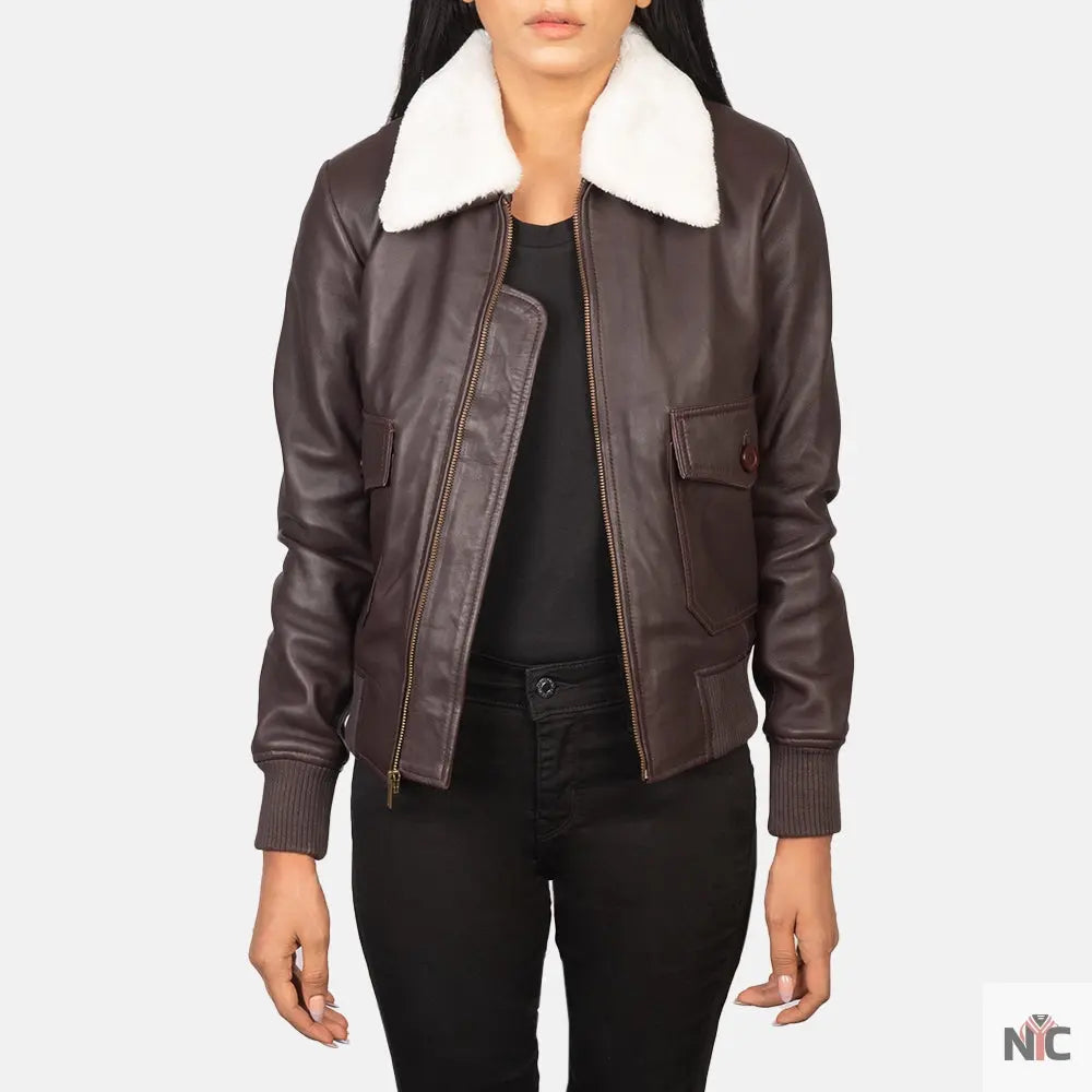 Stella G-1 Maroon Leather Bomber Jacket Clanton Jacket