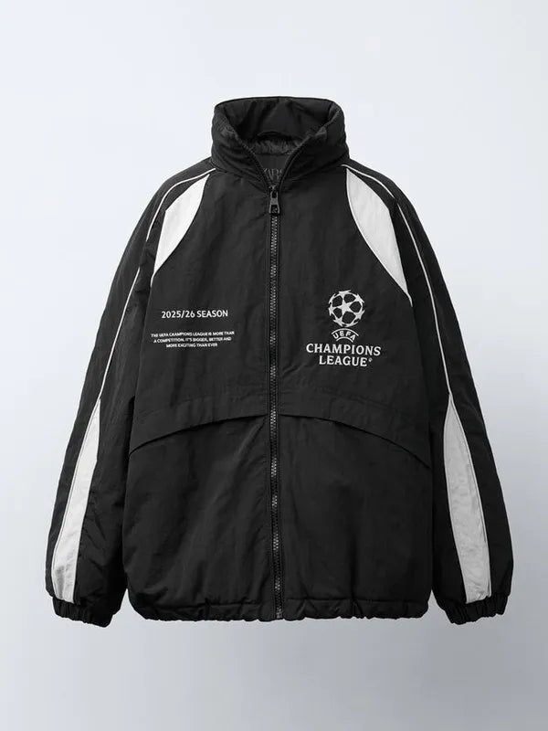 UEFA Champions League 2025 Black Hooded Jacket