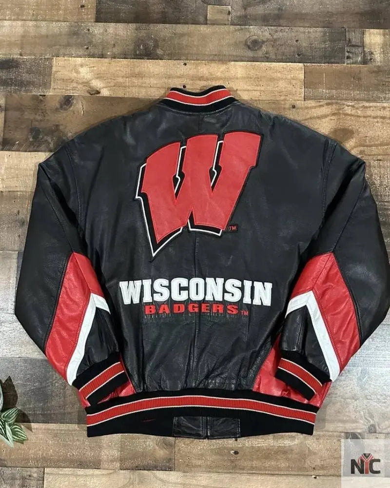 Vintage University Of Wisconsin Badgers Leather Jacket Clanton Jacket