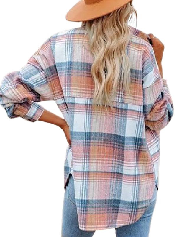 Welcome to Plathville Veronica Peters Pink/Blue Plaid Shacket