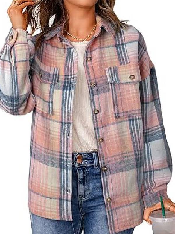 Welcome to Plathville Veronica Peters Pink/Blue Plaid Shacket