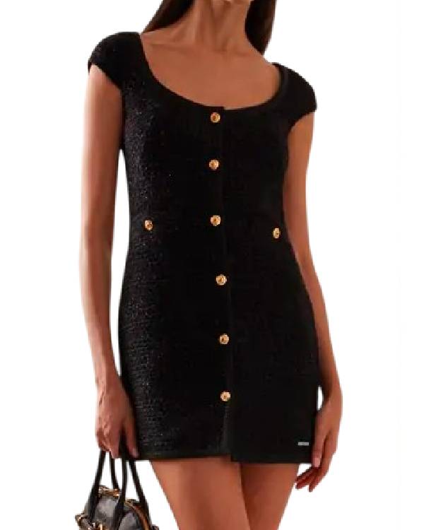 Access Hollywood Selena Gomez Black Tweed Mini Dress