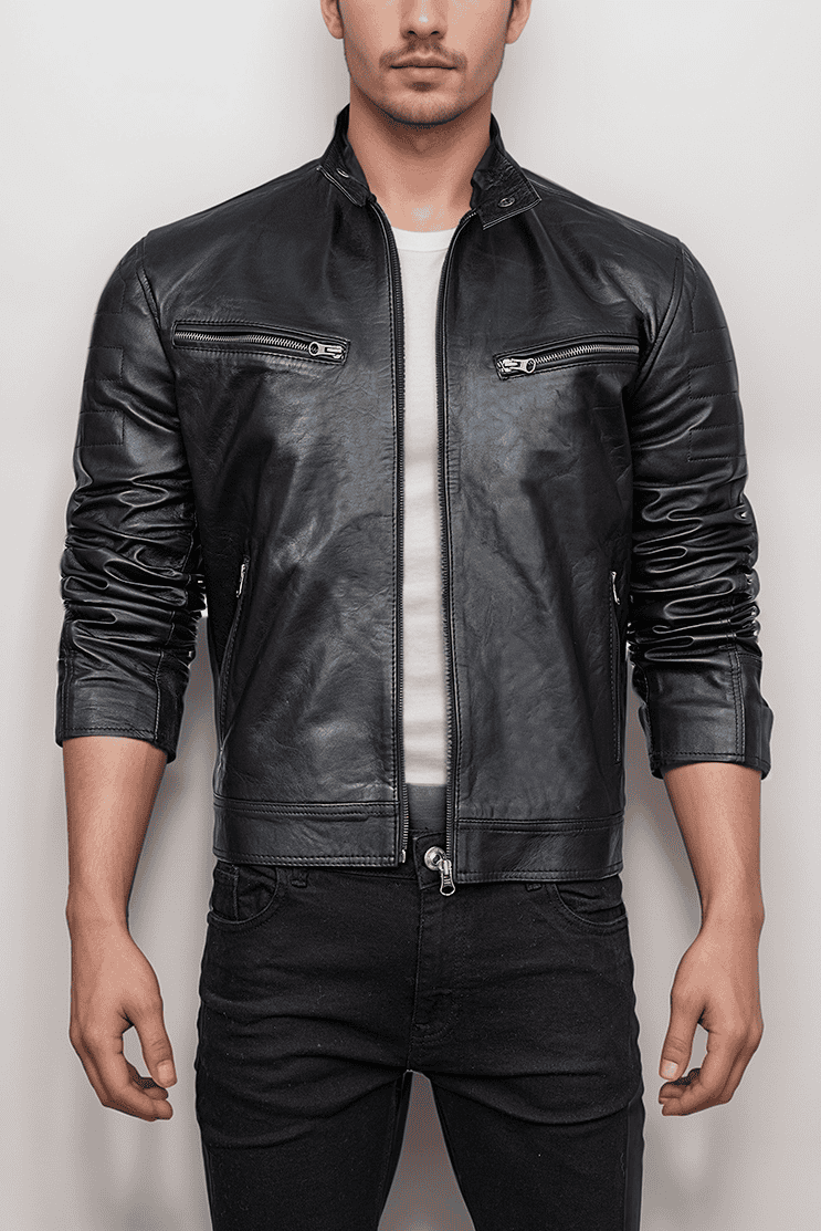 Men’s Slim Fit Black Leather Jacket
