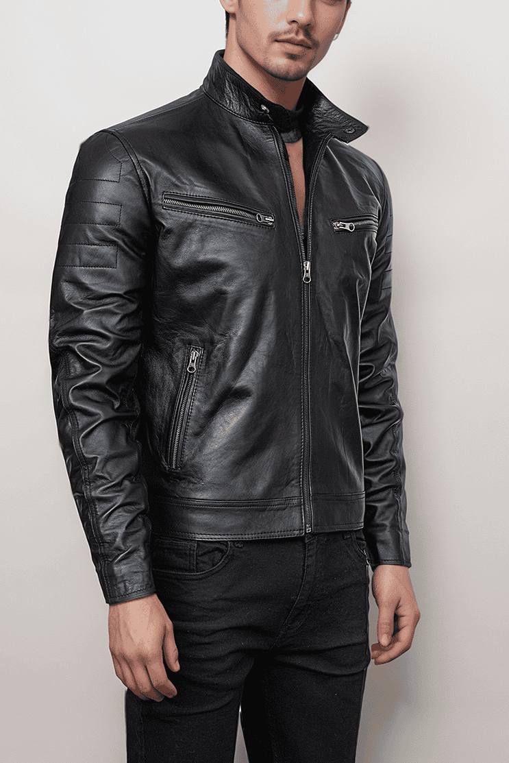 Men’s Slim Fit Black Leather Jacket