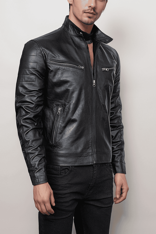 Men’s Slim Fit Black Leather Jacket