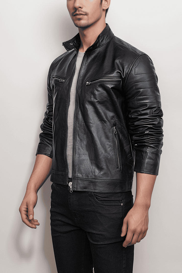 Men’s Slim Fit Black Leather Jacket