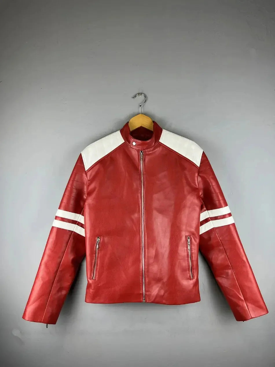 Men’s Streetwear Red Leather Jacket Clanton Jacket