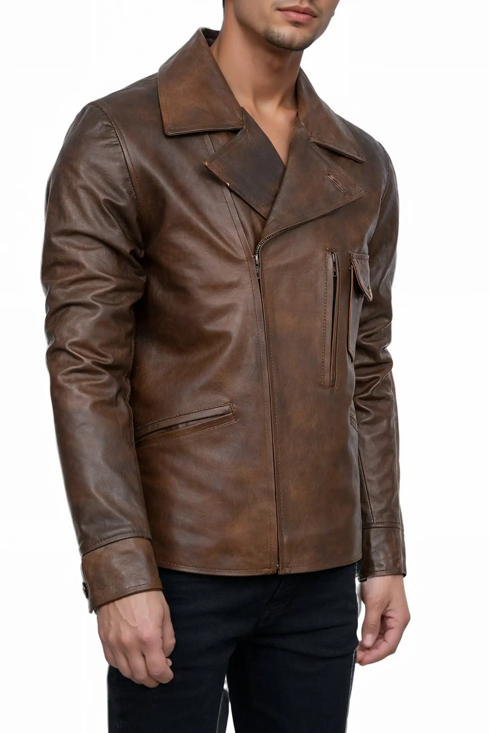 Men’s Vintage Brown Café Racer Leather Jacket