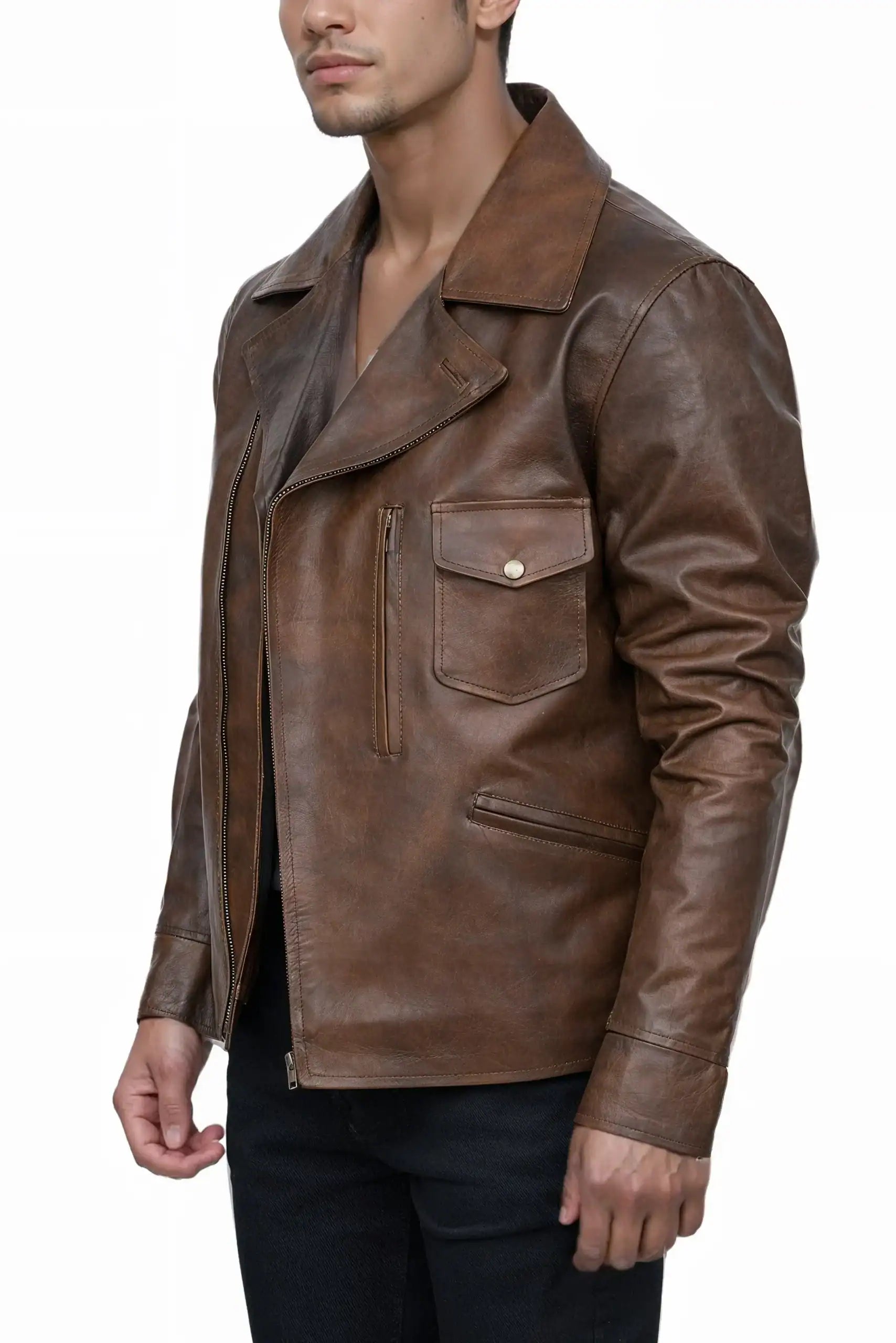 Men’s Vintage Brown Café Racer Leather Jacket