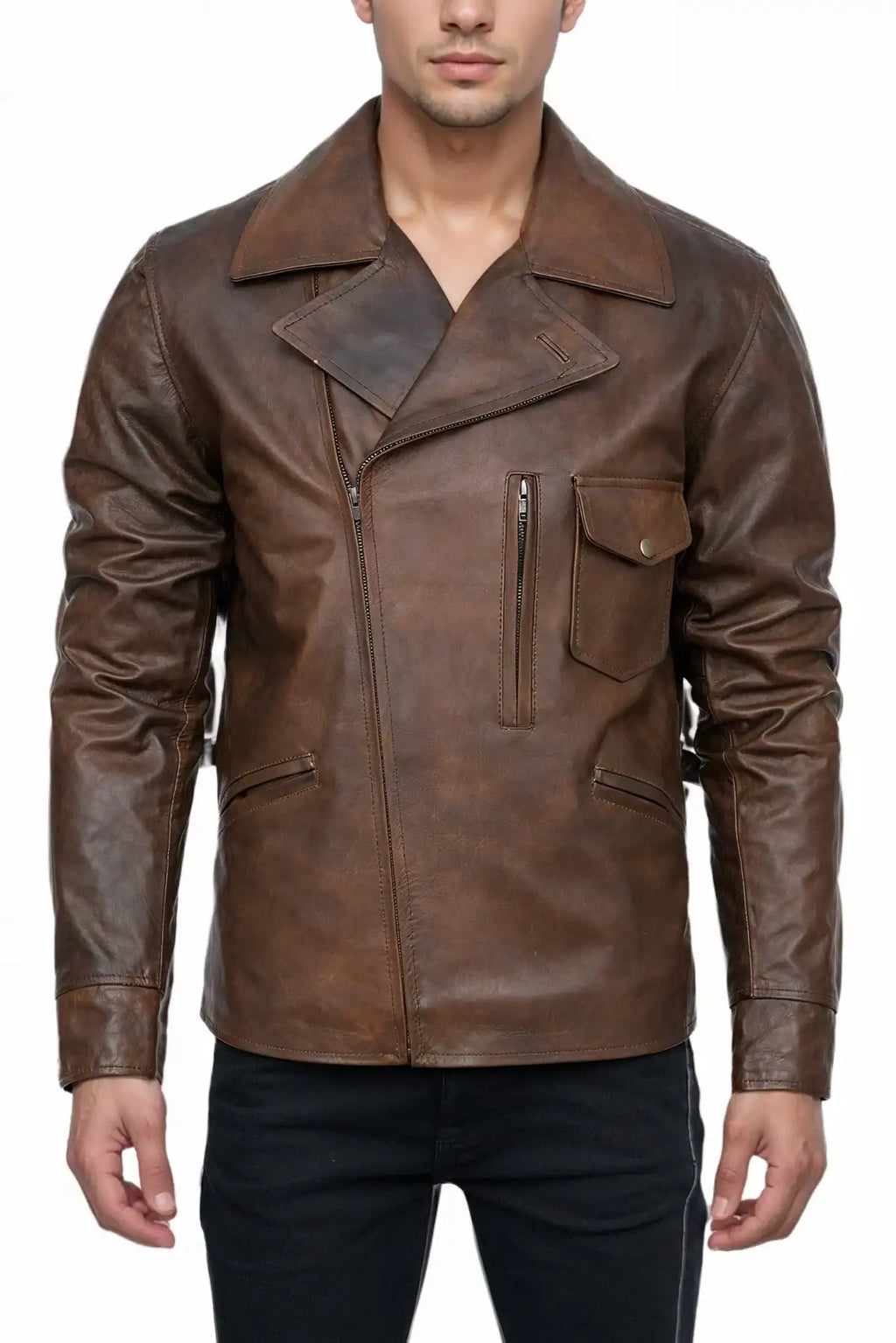 Men’s Vintage Brown Café Racer Leather Jacket