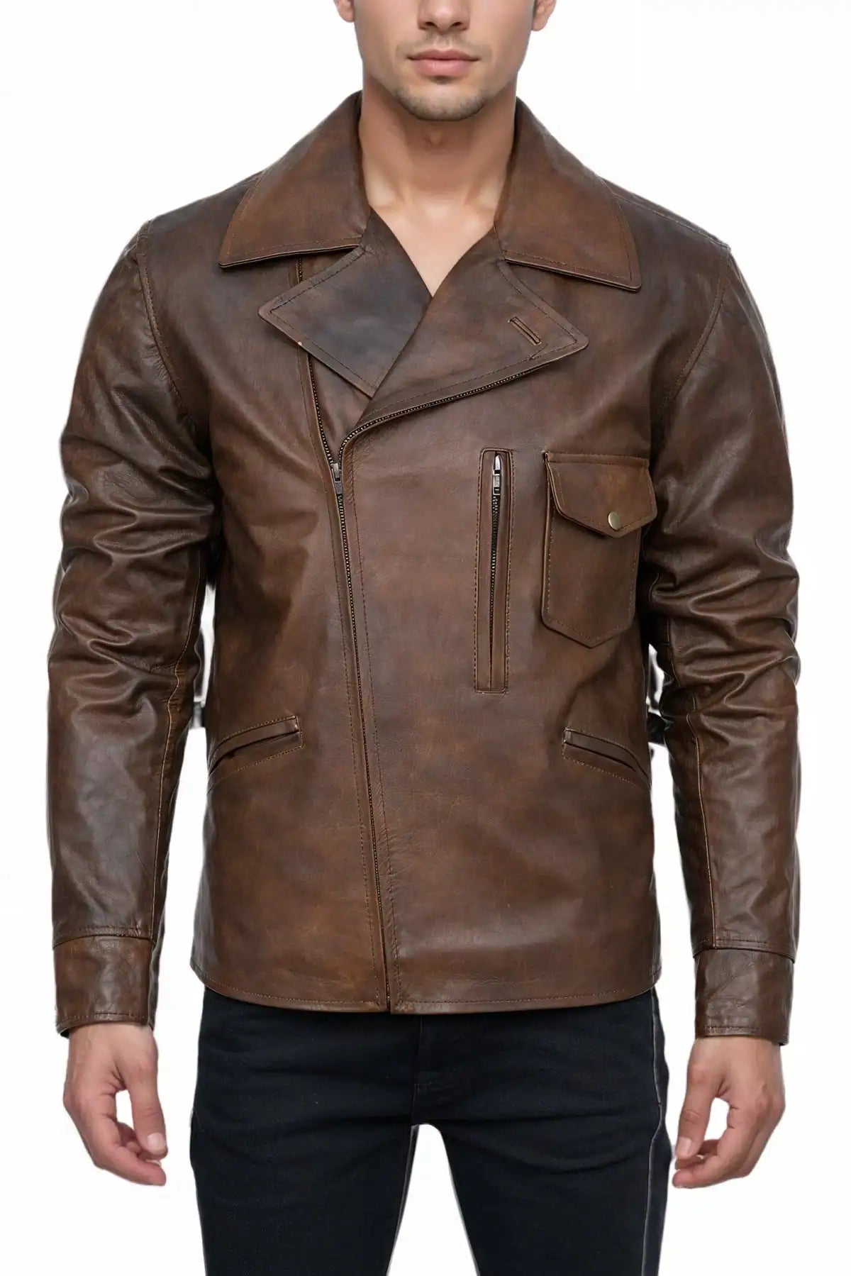 Men’s Vintage Brown Café Racer Leather Jacket