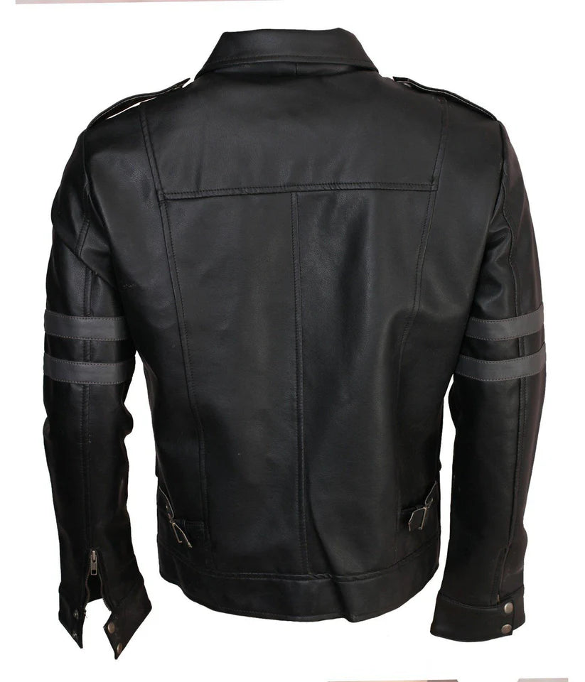 Men's Multi Pockets Evil Resident Cosplay Genuine Leather Jacketa