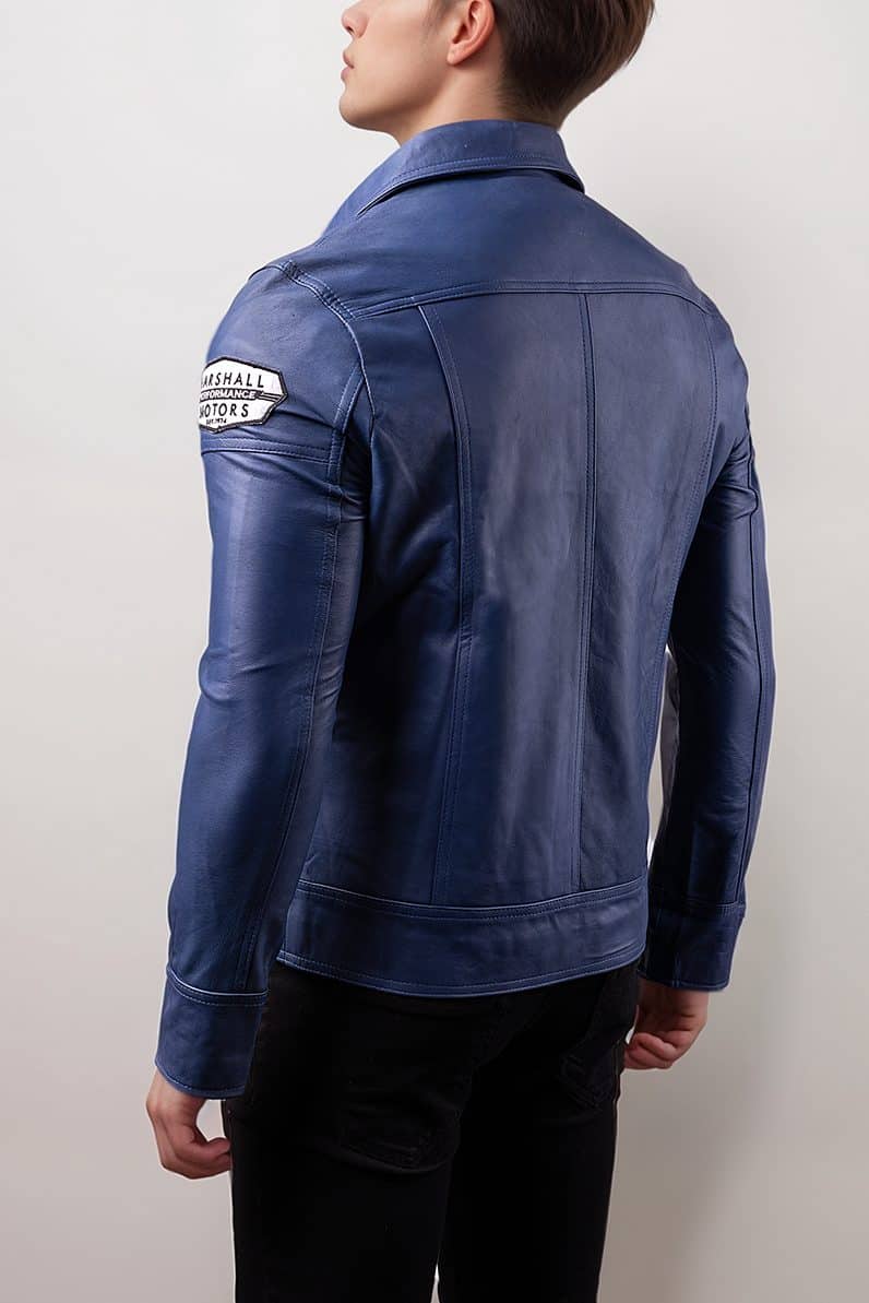 Rivoli Blue Leather Jacket For Men’s